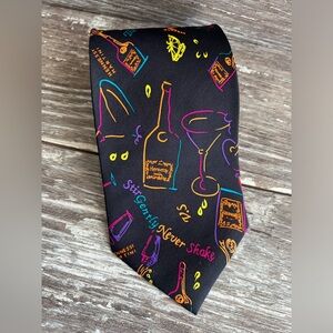 Hennessy Martini Colorful Cocktail Theme Necktie Bright‎ Silk Formal Fun Black